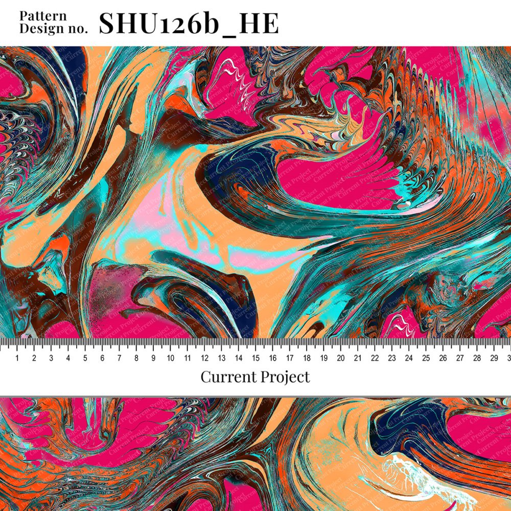 Abstract Seamless Pattern SHU126b_HE – Modern Fluid Design for Textile & Wallpaper